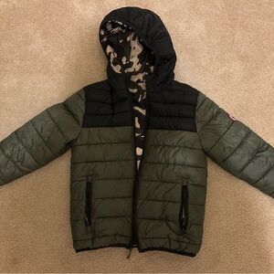 Stylish Olive and Black Kids Puffer Jacket